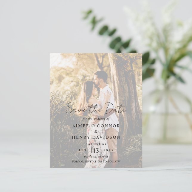 Papier Script rustique Photo Budget Mariage Enregistrer l (Debout devant)