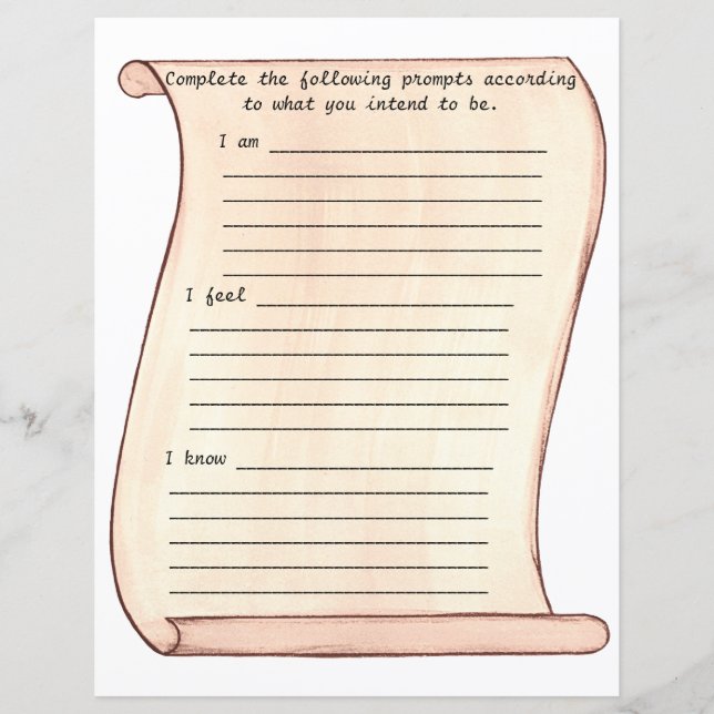 Papier Scroll, je suis, je sens, je sais, bordé de feuill (Devant)