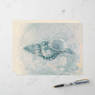Papier Sea Shell Turquoise Beige Vintage Ocean Beach Text