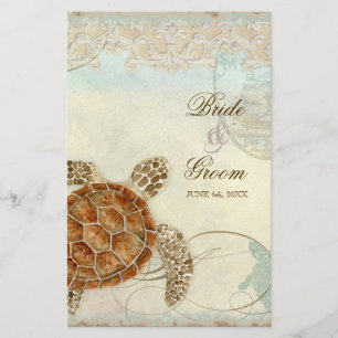 Papier Sea Turtle Modern Coastal Ocean Beach Swirls