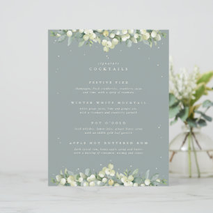 Papier Seafoam Snowberry+Eucalyptus Mariage Boissons/Bar