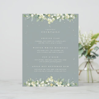 Papier Seafoam Snowberry+Eucalyptus Mariage Boissons/Bar