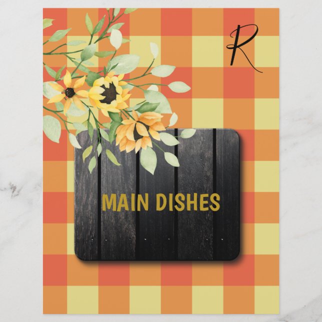 Papier Séparateur organisateur de recettes rustique à pla (Devant)