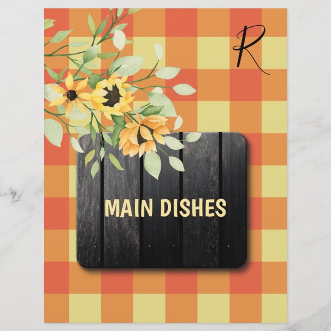 Papier Séparateur organisateur de recettes rustique à pla (Devant)