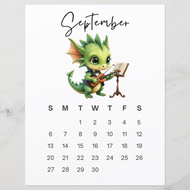 Papier September Baby Dragon Art Print Cozy Fantasy  (Devant)