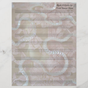 Papier Séquins et dentelle Blank Sheet Musique 10 Stave