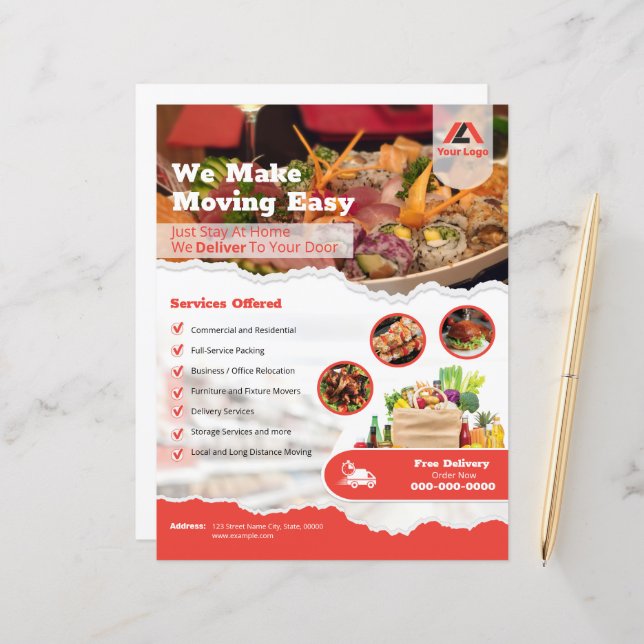 Papier Service de livraison à domicile (Devant/Arrière en situation)