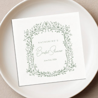Papier Serviette de cocktail en toile vert sauge