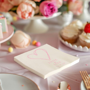 Papier Serviette de mariage en forme de cœur d'amour rose