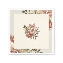 Serviette en fleurs aquarelle au ton rose romantiq