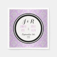 Serviettes de mariage en damassé floral violet lav