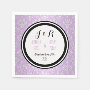 Papier Serviettes de mariage en damassé floral violet lav