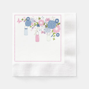 Papier Serviettes en pot Mason bleu et rose