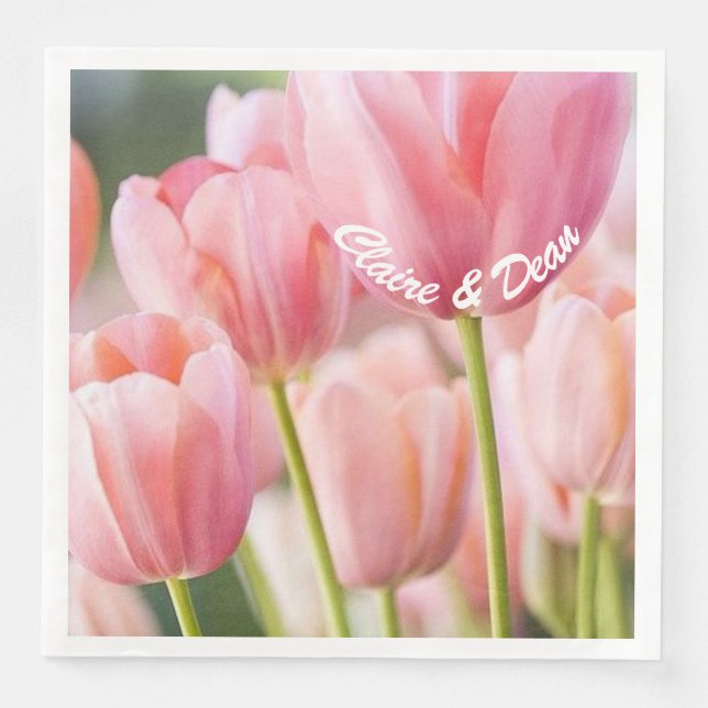 Papier Serviettes personnalisées en Tulipe rose (Devant)