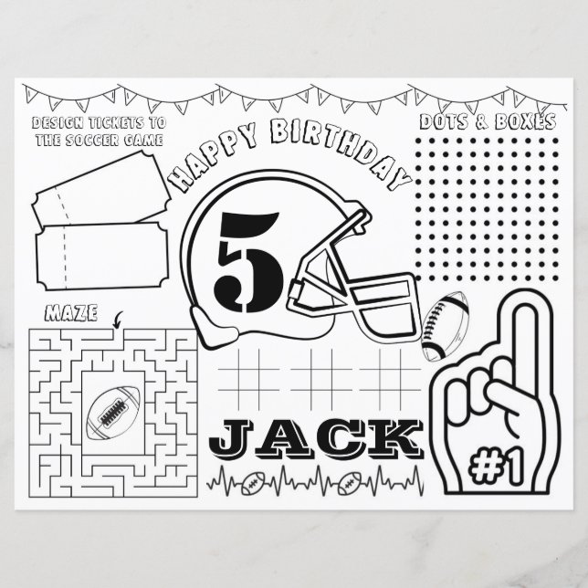 Papier Set de table d'anniversaire de football, fiche d'a (Devant)