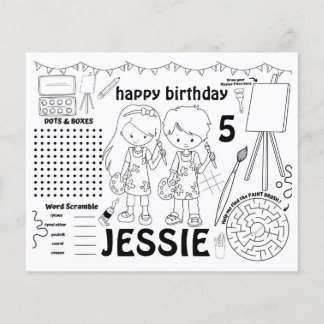 Papier Sets de table artistiques, activité artistique et 