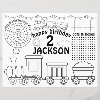 Papier Sets de table d'anniversaire de train, fiche d'act