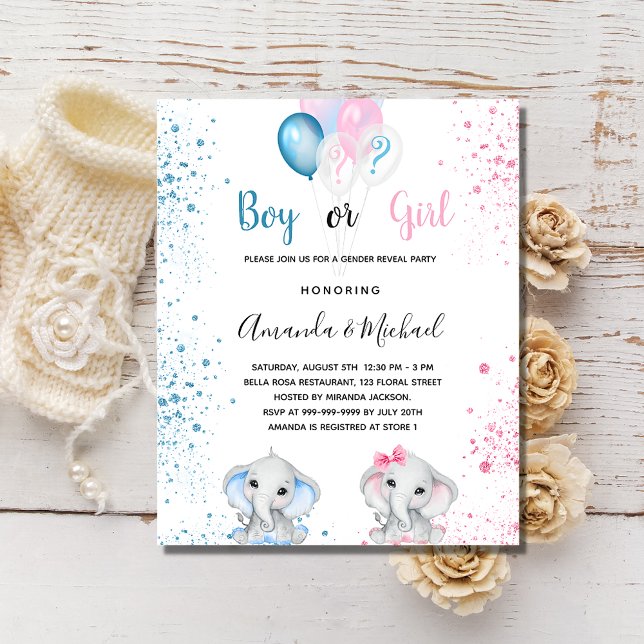 Papier Sexe révéler l'invitation budgétaire baby shower (Créateur téléchargé)