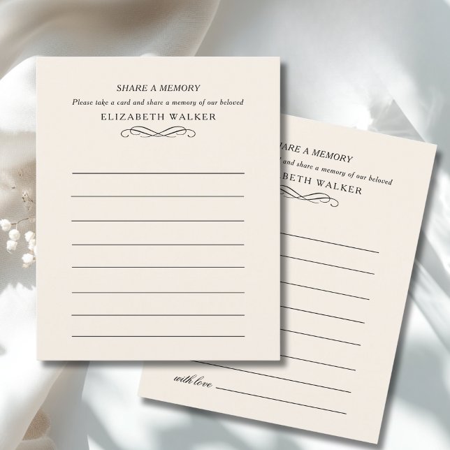 Papier Share a Memory Funeral Service Attendance (Share a Memory Funeral Service Attendance Card)