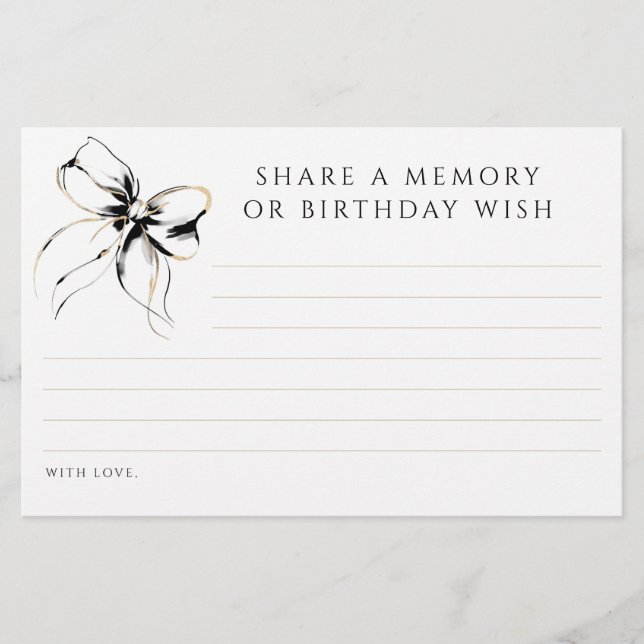 Papier Share a Memory or Birthday Wish Black Bow Card (Devant)