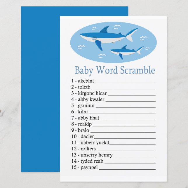Papier Shark Baby jeu de brouillage de mot (Devant / Derrière)