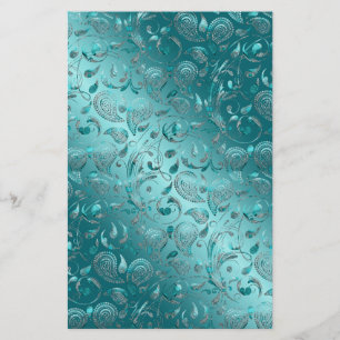 Papier Shiny Paisley Turquoise