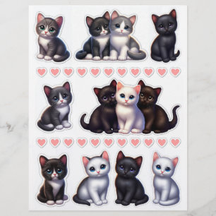 Papier Si Mignonne ! Illustrations de Kitten noir, blanc