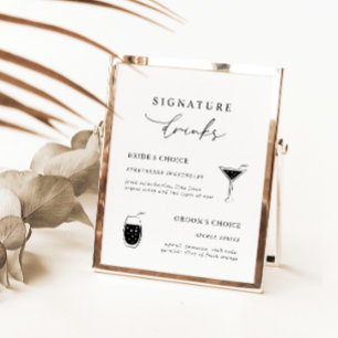 Papier Signature de calligraphie moderne blanche Boissons