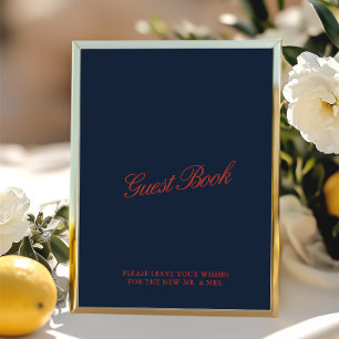 Papier SIGNE DE Mariage Vintage Rouge et Bleu Profond