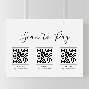 Papier Signe de paiement de numérisation QR simple et mod