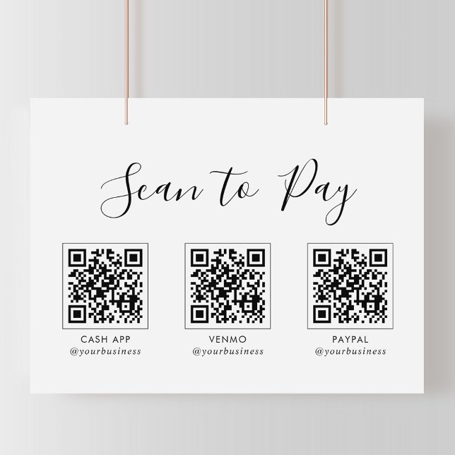 Papier Signe de paiement de numérisation QR simple et mod (Créateur téléchargé)