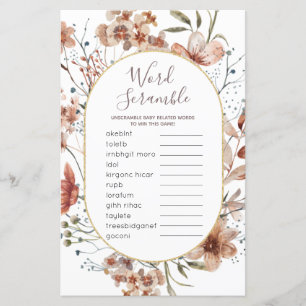 Papier Signe Fleur sauvage d'automne du jeu Word Scramble