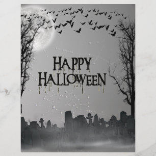 Papier Silhouette de la scène du cimetière d'Halloween