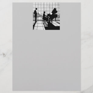 Papier Silhouette de Piano Style Art Déco   Noir et Blanc