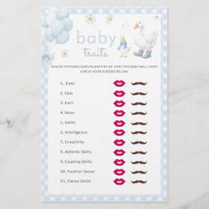 Papier Silly Goose Boy Baby Traits Baby shower Jeu