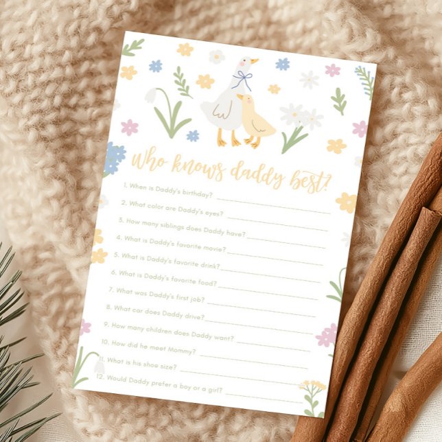 Papier Silly Goose Gingham Baby Shower Who Knows Game (Silly Goose Baby Shower Game)