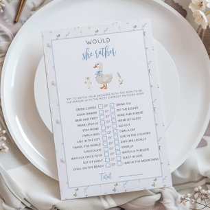 Papier Silly Goose Voudrait-elle plutôt Baby shower jeu