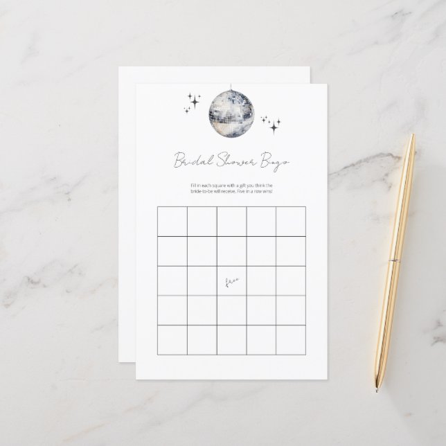 Papier Silver Retro Disco Fête des mariées Jeu (Devant/Arrière en situation)