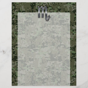 Papier Silver Scorpio Zodiac Sign Woodland Digital Camo