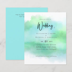 Papier Simple Aqua Blue Fade Green Moderne Budget Mariage