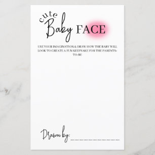 Papier Simple Bébé Visage jeu, Baby shower jeu