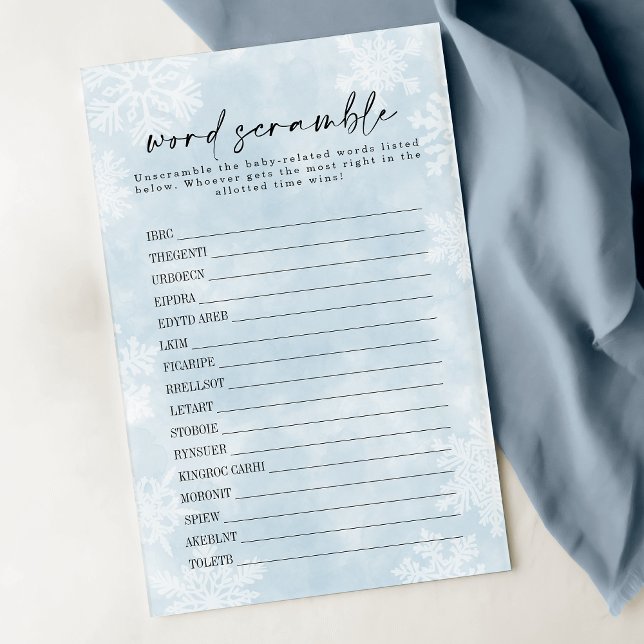 Papier Simple Blue Snowflakes Baby Word Scramble Jeu (Créateur téléchargé)