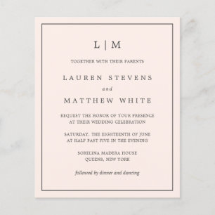 Papier Simple Blush Pink Monogramme Budget Mariage Invita