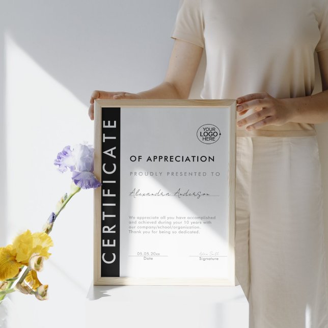 Papier Simple Certificate Award Black White Business Logo (Simple Certificate Award Black White Business Logo)