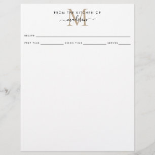 Papier Simple de la cuisine de l'or Monogram Recette