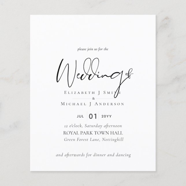 Papier Simple Élégance Script Mariage moderne (Devant)