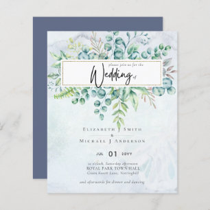 Papier Simple Elégant Dusty Blue Eucalyptus BUDGET Invit