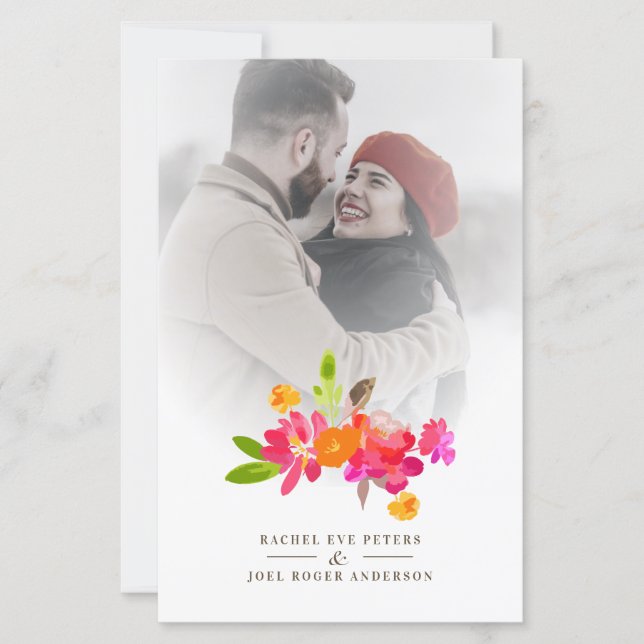 Papier Simple Floral Garland Romantic Photo Wedding (Devant)
