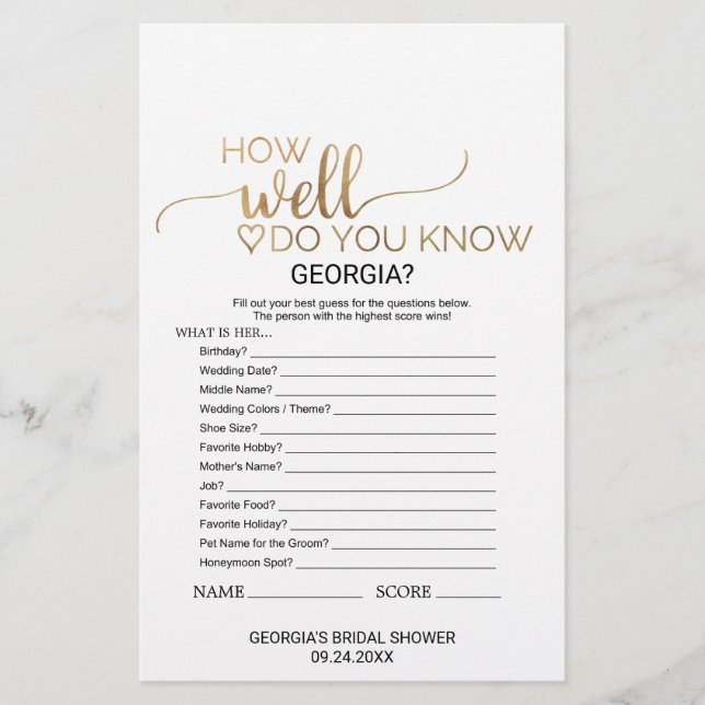 Papier Simple Gold Calligraphy What's In Your Purse Game (Devant)