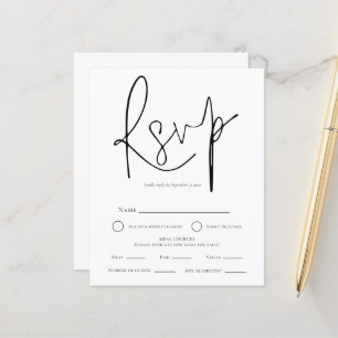 Papier Simple Mariage noir blanc choix de repas RSVP